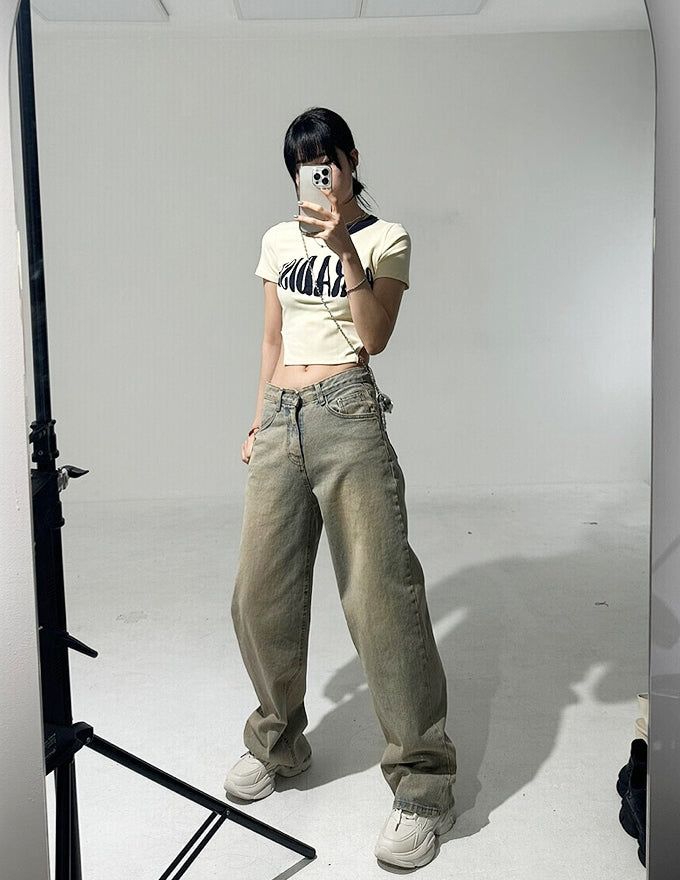 Paradise Side Cutting Cropped T-Shirt
