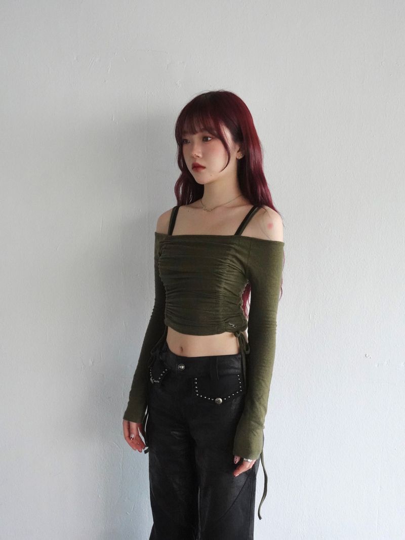 SHIRRING TOP (KHAKI)