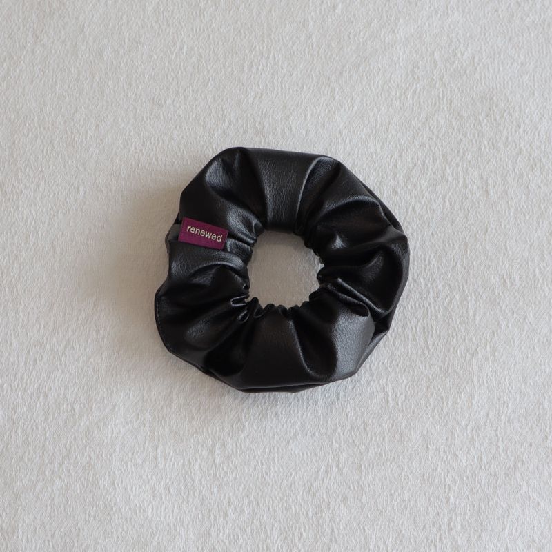 Vegan Cactus Leather Scrunchie (Black)