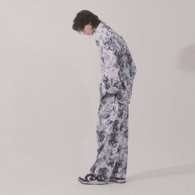 tie-dye wide cargo pants_white