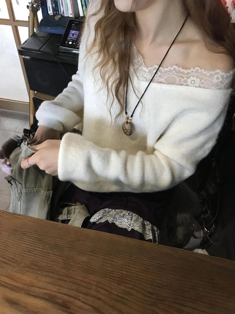 seter lace v-neck knit 