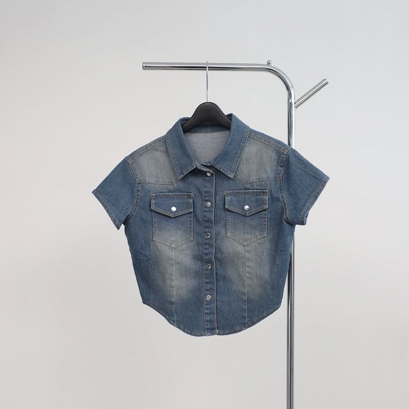 Pias denim cropped shirt