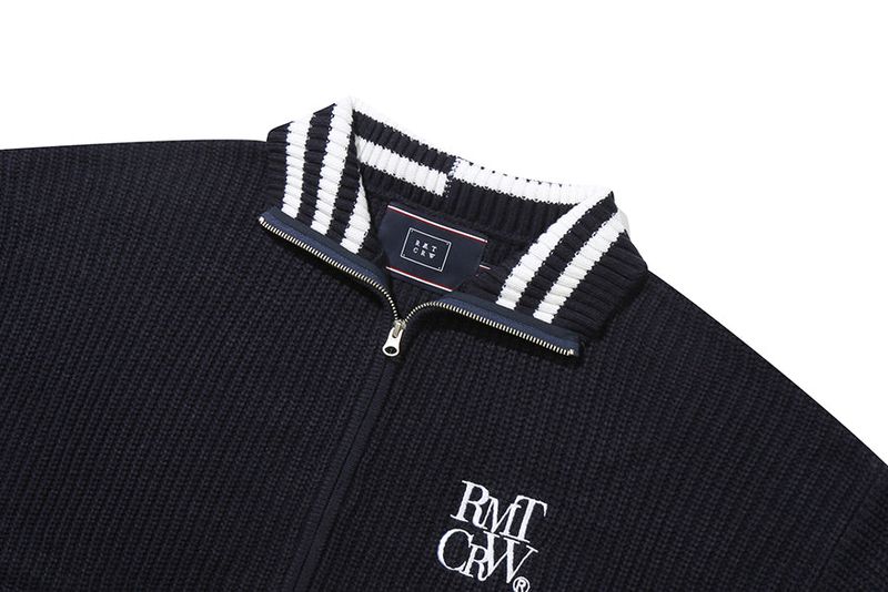 HEAVY GAUGE KNIT ZIP UP_NAVY