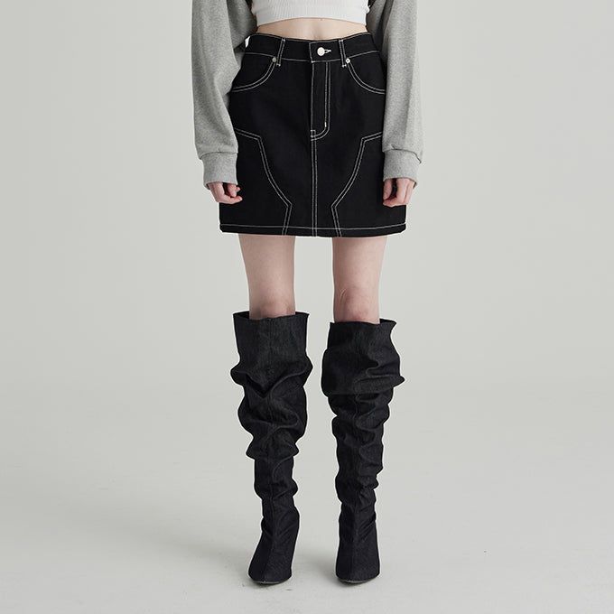 ANDTHEOTHER(アンドジアザー)の「BLACK TOP STITCH MINI SKIRT(Skirts)」