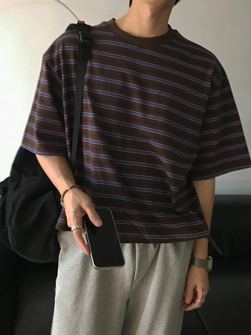 ASCLO（エジュクロ）の「[A-T0094] ジェリーボーダークロップ半袖Tシャツ (3色)（Tops）」