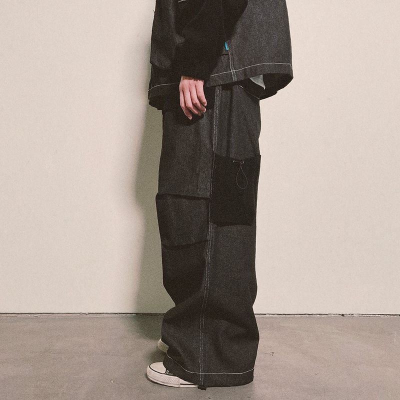 reverse Terry Pocket Denim Pants_black