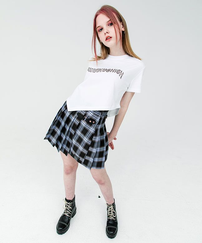 GLITTER LOGO UNBALANCE CROP TEE