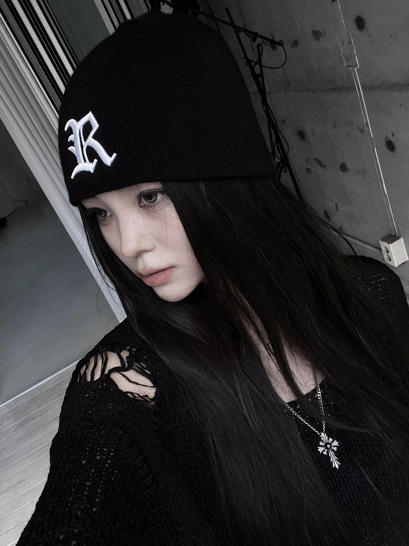 chrome R beanie