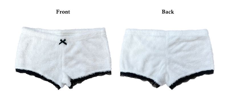 Fluff Fur Lace Ribbon Mini shorts
