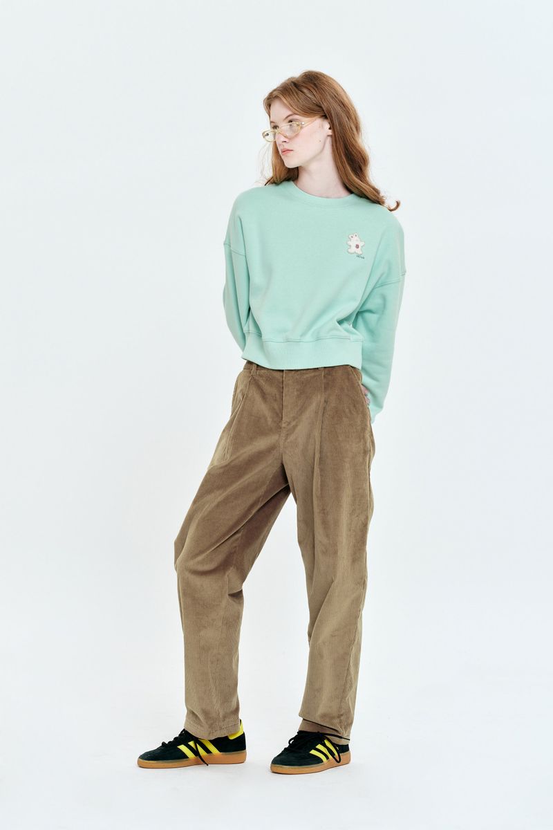 WITTY BUNNY WAPPEN CROP SWEATSHIRT [MINT]