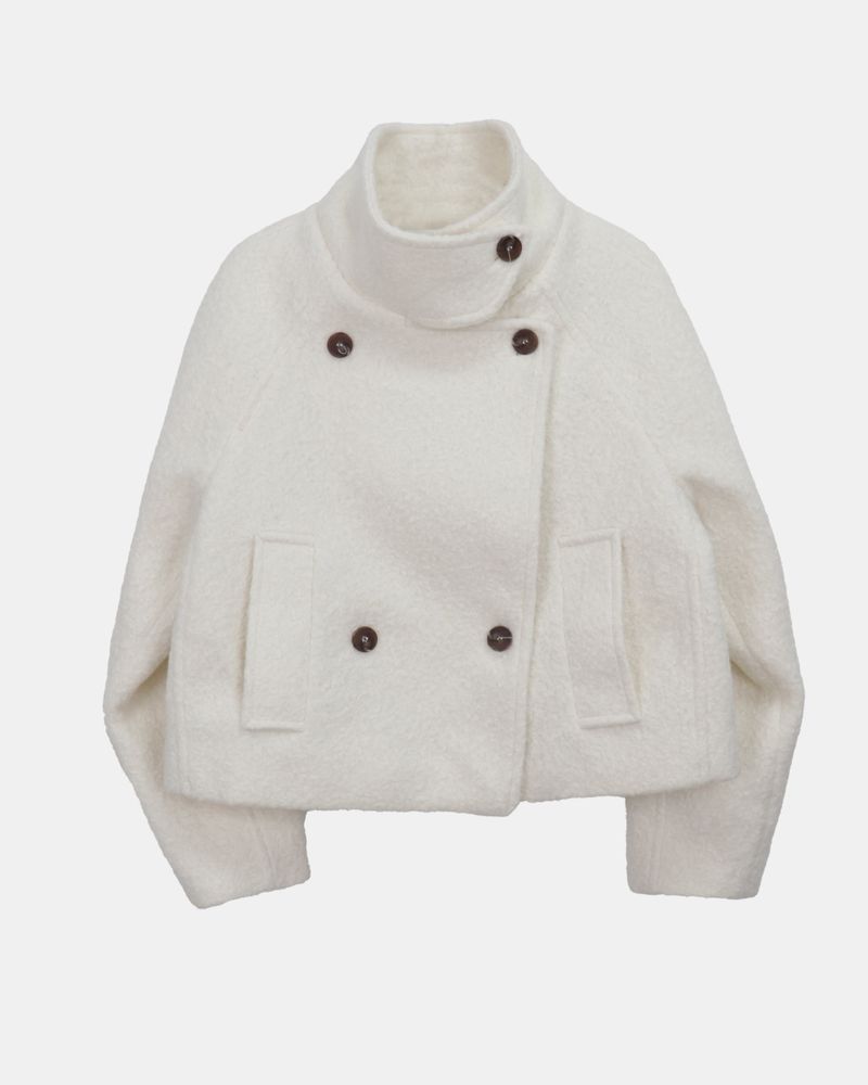 Emon Boucle Double Two-Button High-Neck quilted Short Coat