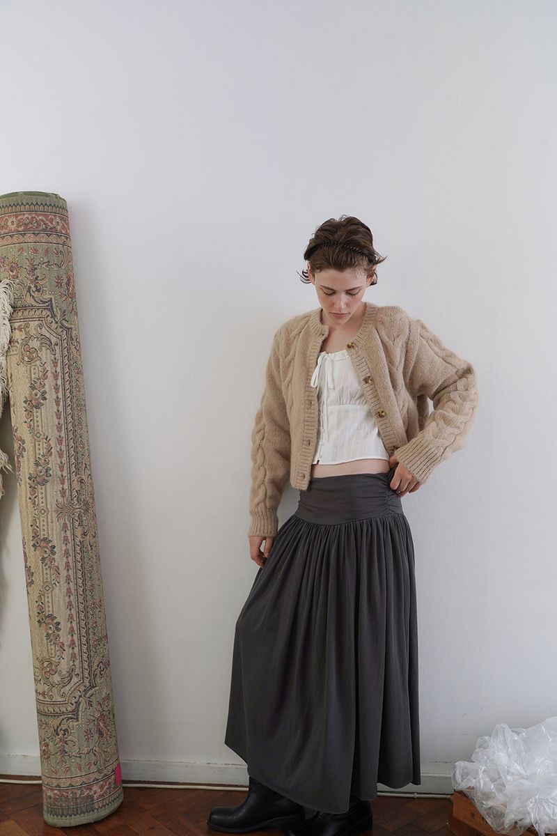 Mona shirring skirt_charcoal