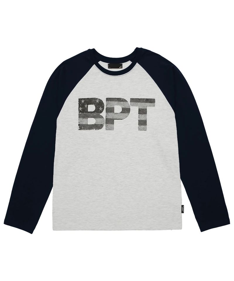BP2 DISORDER（ビーピートゥーディスオーダー）の「USAフラッグラグランロングスリーブTシャツ ネイビー（トップス）」