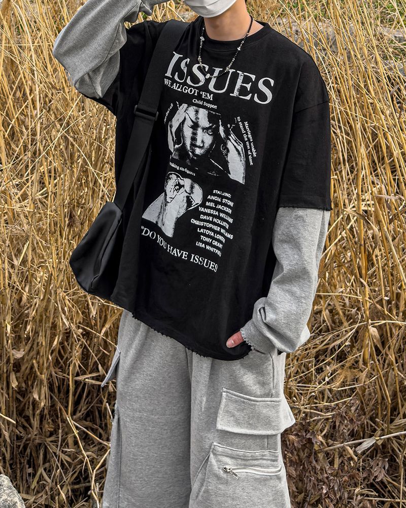 Issue Layered Color-Blocked Oversized Long Sleeve
