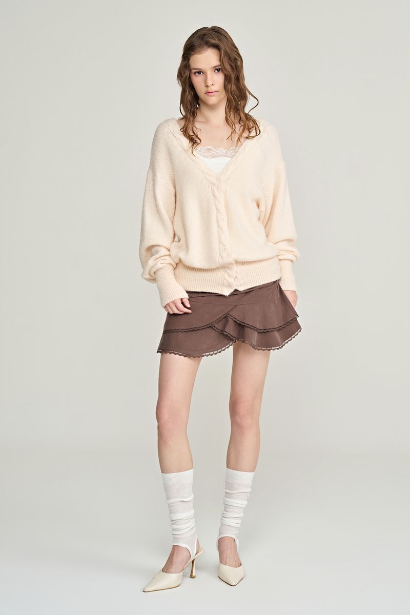 Souffle deep v-neck cardigan, Pink