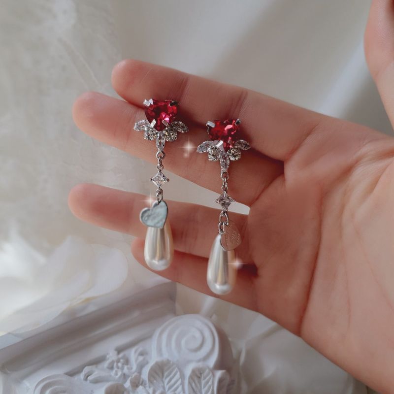 Heart Jewel Longdrop Piercing - Rosepink