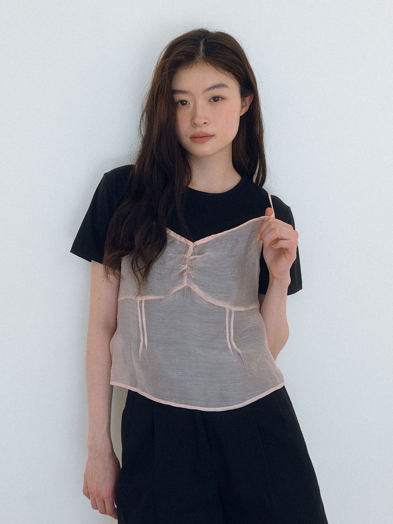 Shirring Bustier Top - Pink