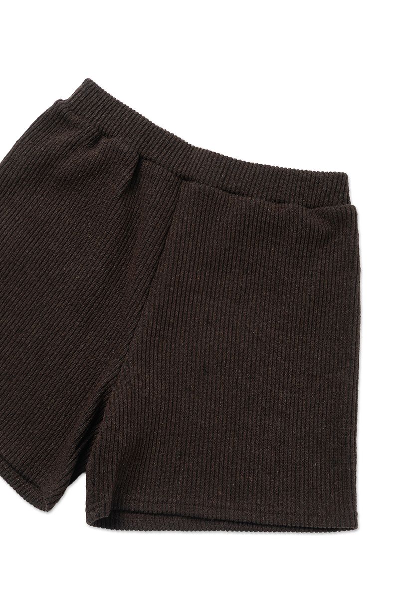 Ribbed knit shorts_brown