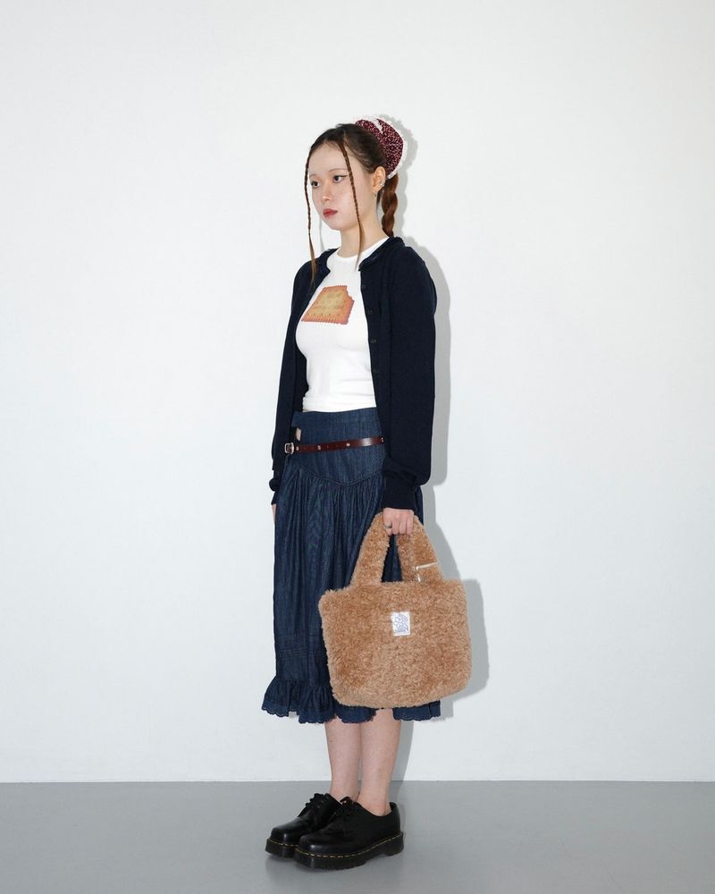 Teddy mini fur bag _ camel