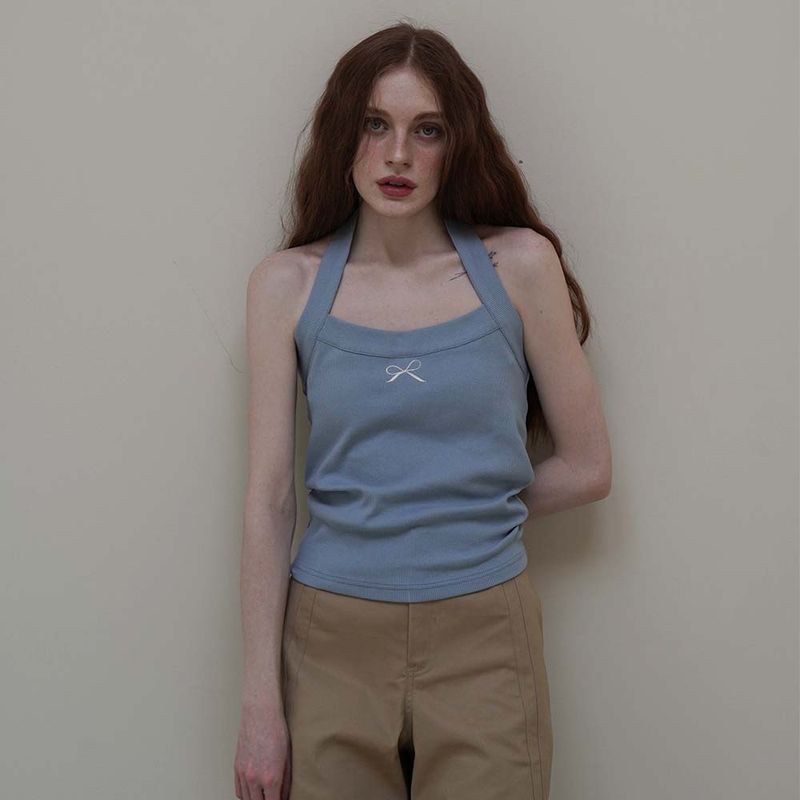 Blue Halter Neck Top