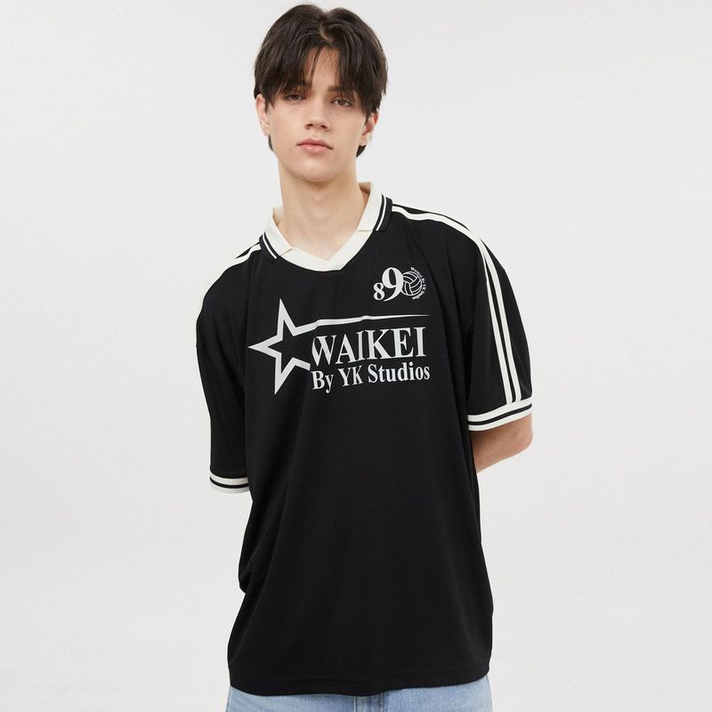Star logo collar jersey half sleeve tshirts