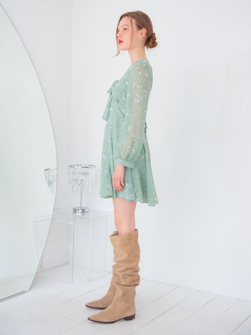 RIBBON TIED FLARE ONEPIECE_MINT