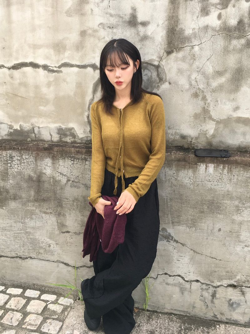 Jane Ribbon Tie Knit Cardigan (4c)