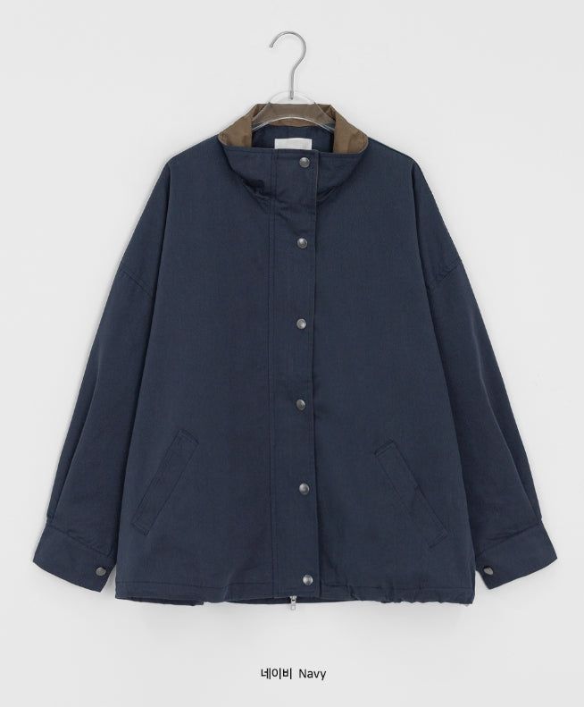 Cotton Color Matching Collar Bomber Jacket