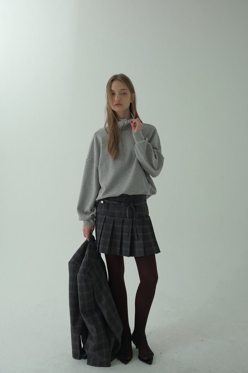 HIGH-NECK ZIP-UP SWEATSHIRT_MELANGE GRAY