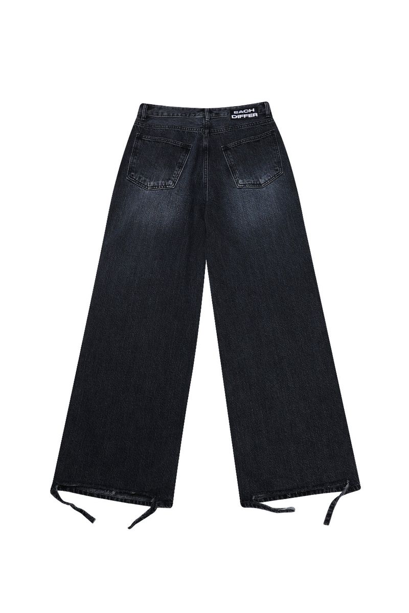 DESTROYED HEM WIDE DENIM_BLACK