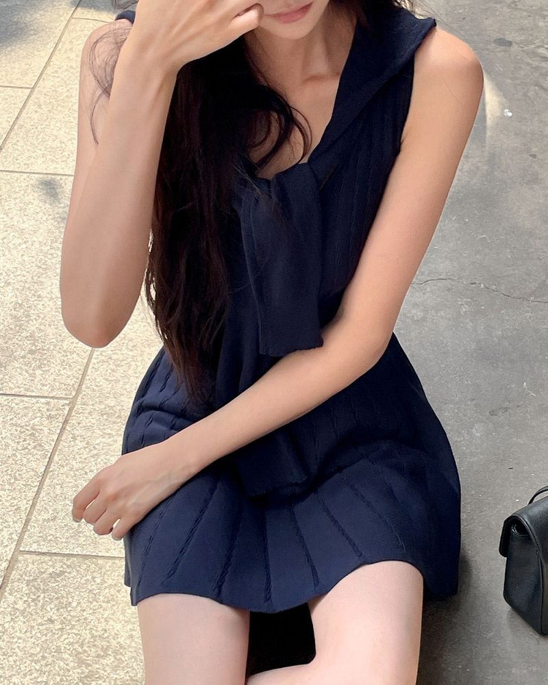 Laik knit shawl mini dress