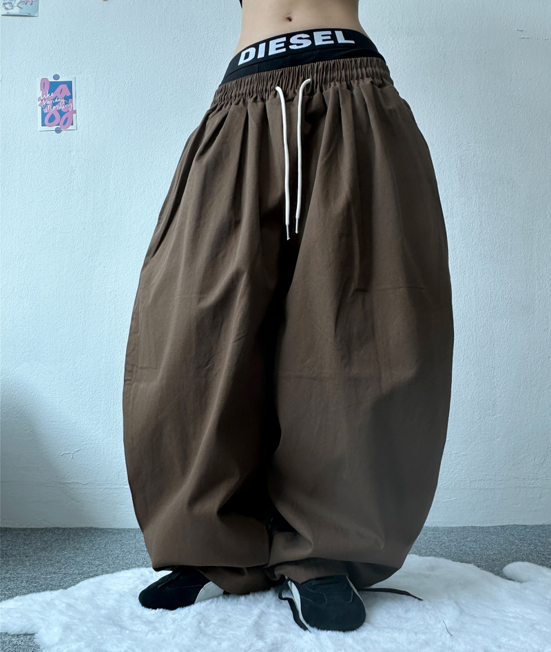 BASIC LINE BALLOON COTTON PANTS💛🤍🖤🤎💚 - 5 COLORS