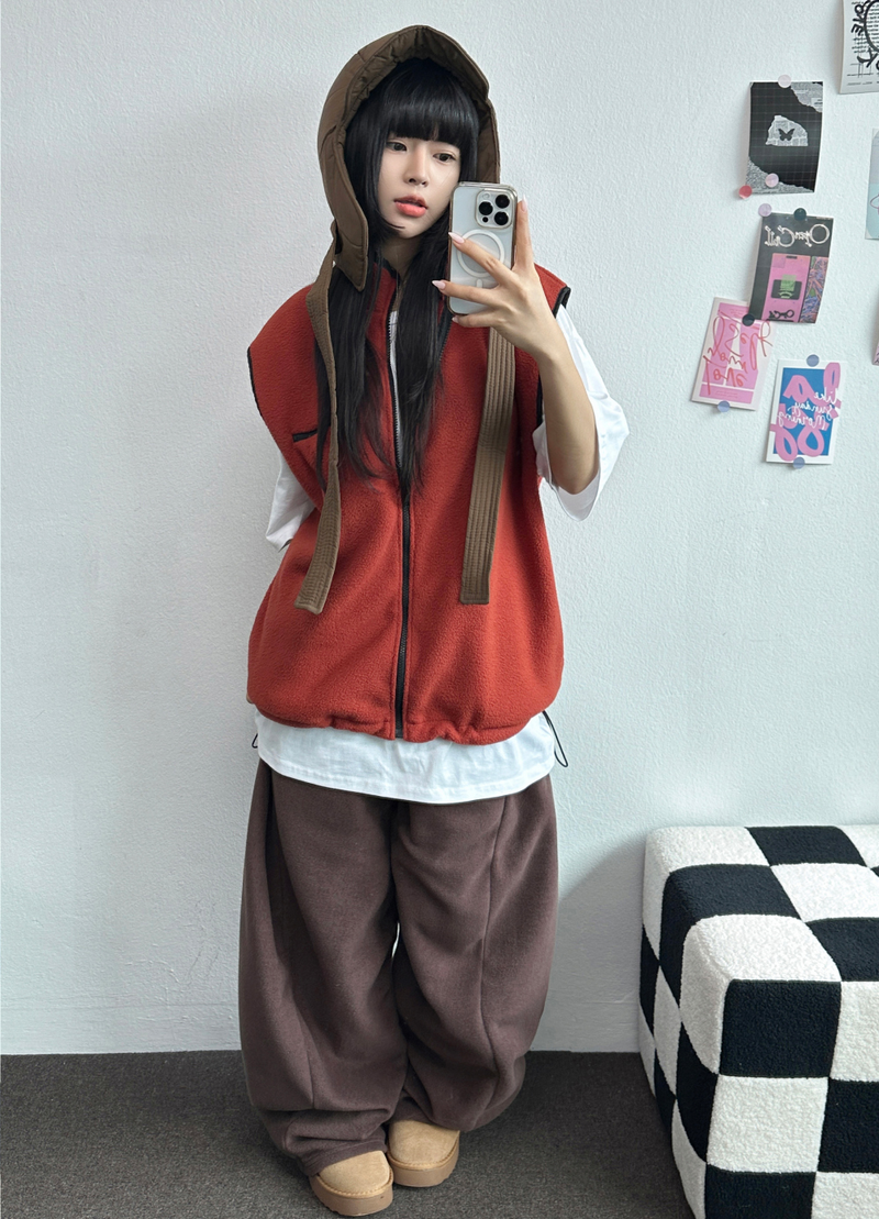 BOTH-SIDES FLEECE SNAP LONG PANTS 🧸🩵🤍6COLOR