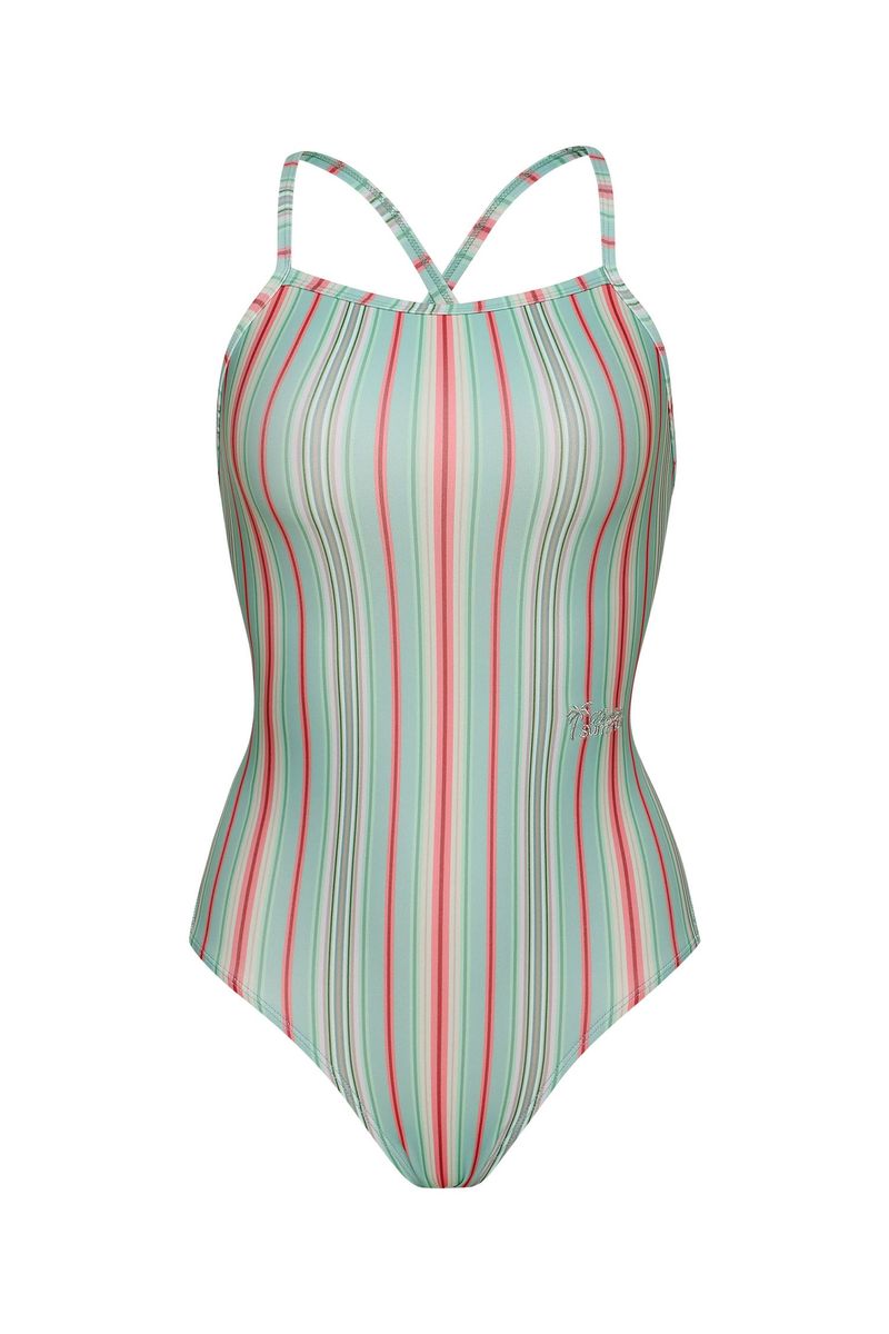 [Milky Stripes_green fig] One Piece Swimsuit