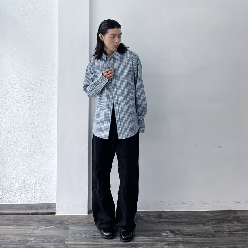 Curved Stitch Wide Trousers