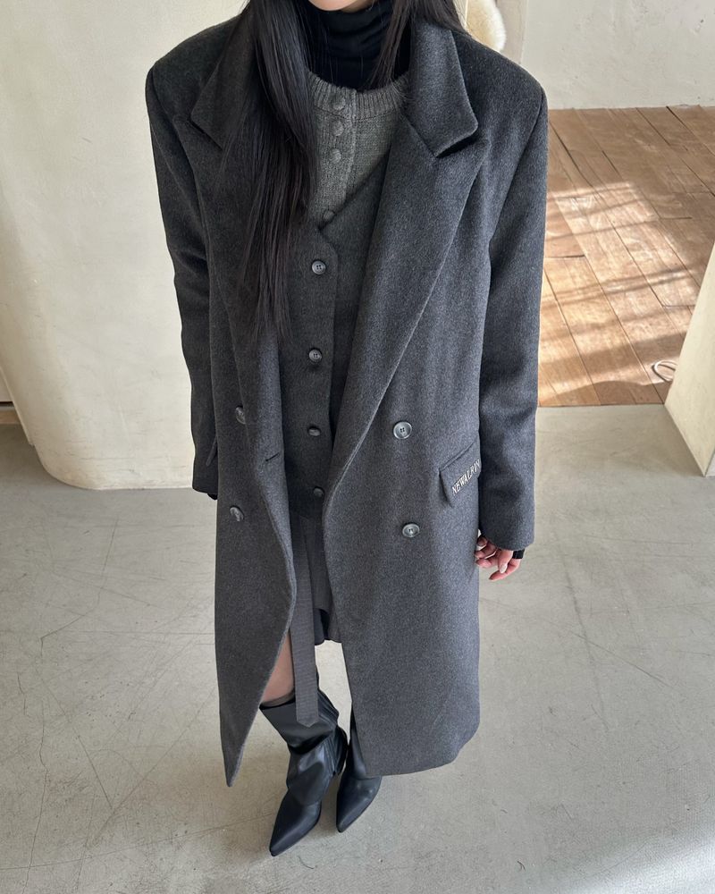 NEWALRIN Classic Long Wool Coat & Vest Set