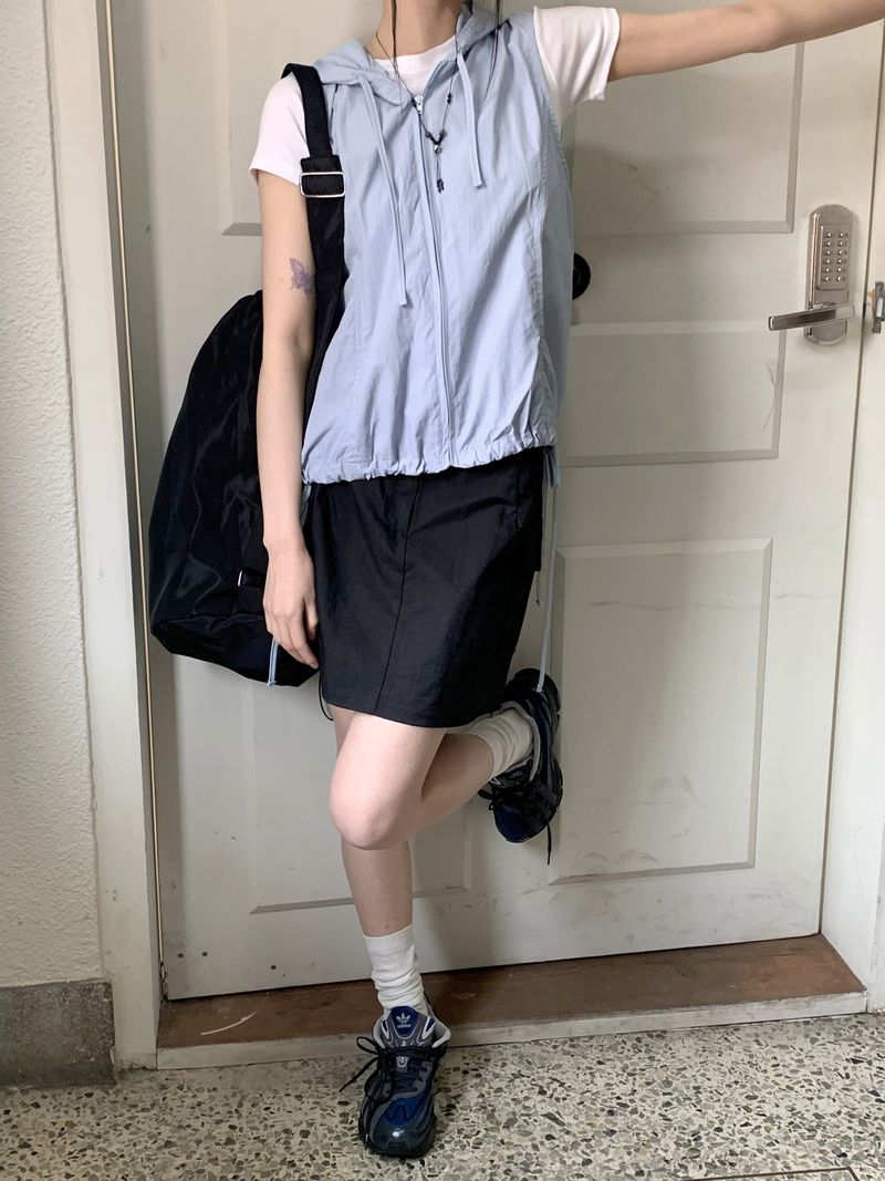 Naing Bijo Pocket Cargo Nylon Mini Skirt