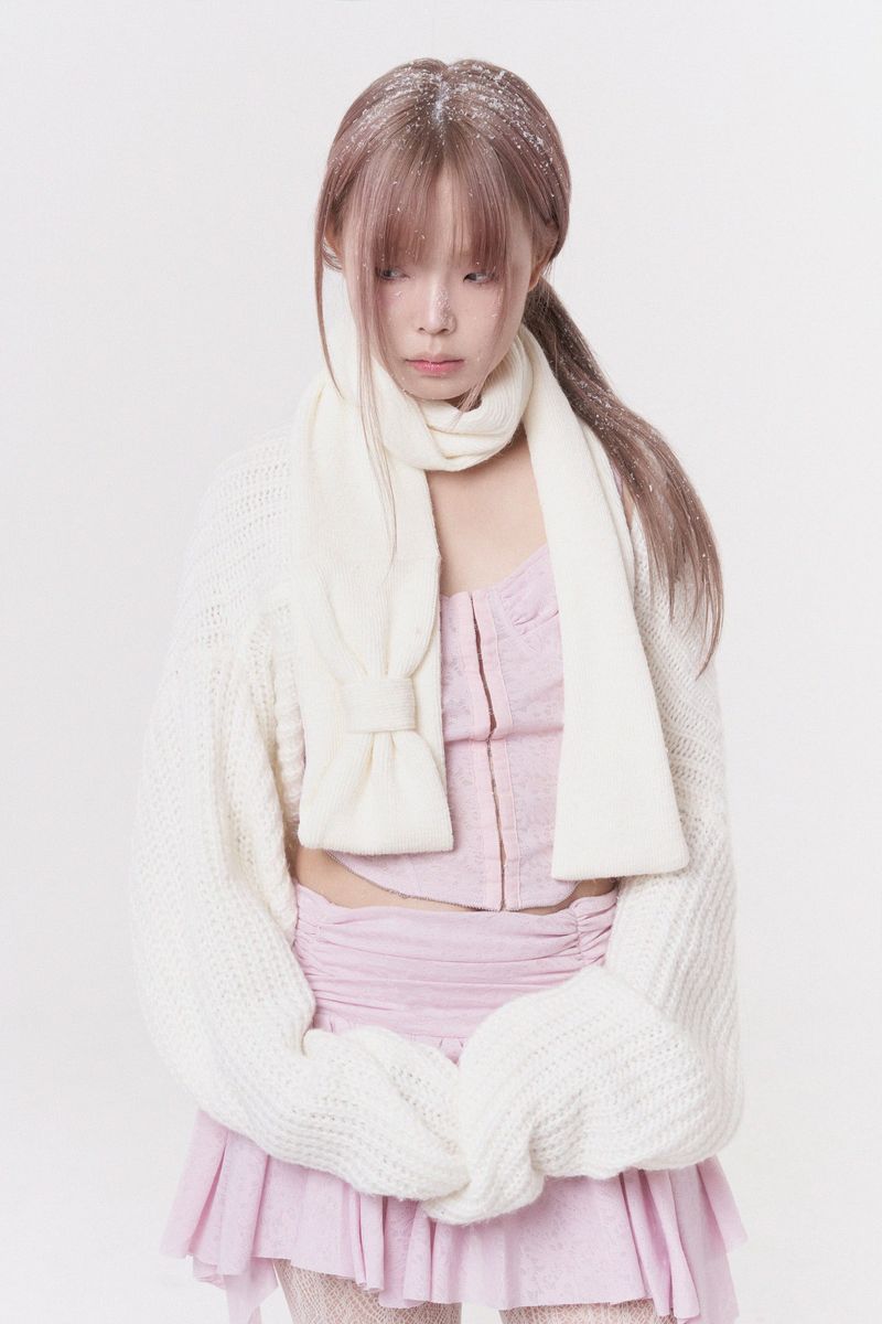 Mini ribbon muffler_ivory