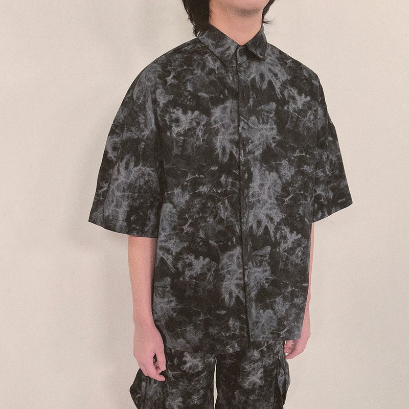 tie-dye half sleeve shirt_black