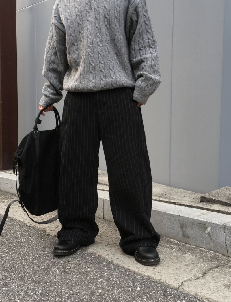 No.1503 wool stripe side tuck PT (3color)