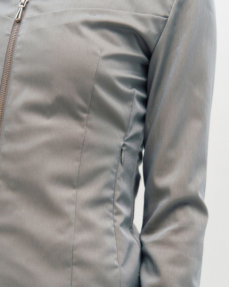 V-Neck Sleek Zip-Up _ GREY