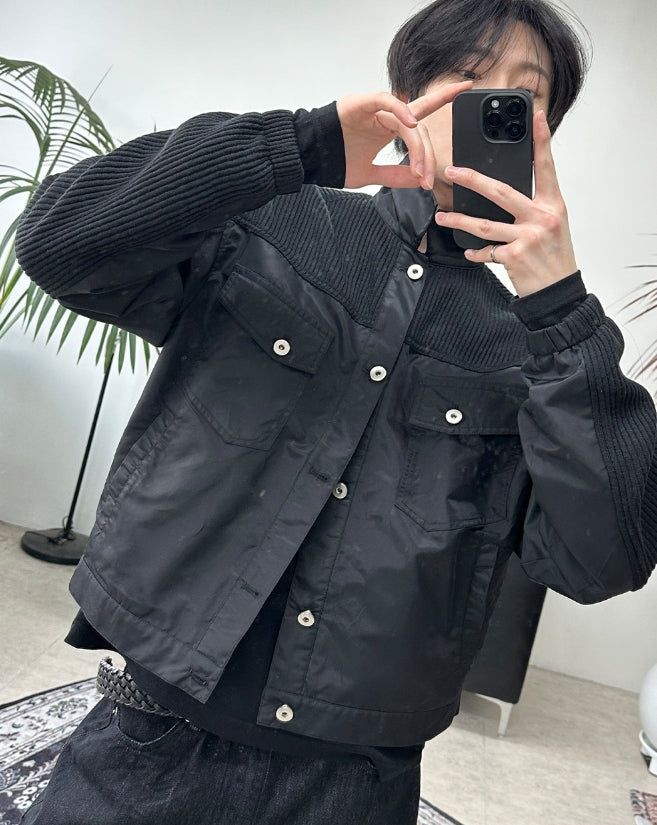 Lafren Crop Mix Knit Jacket