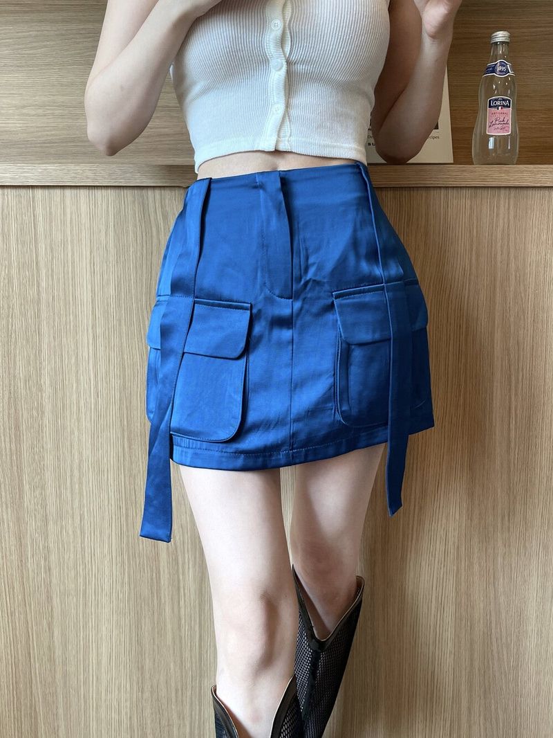 952. Satin cargo strap mini sk (3color)