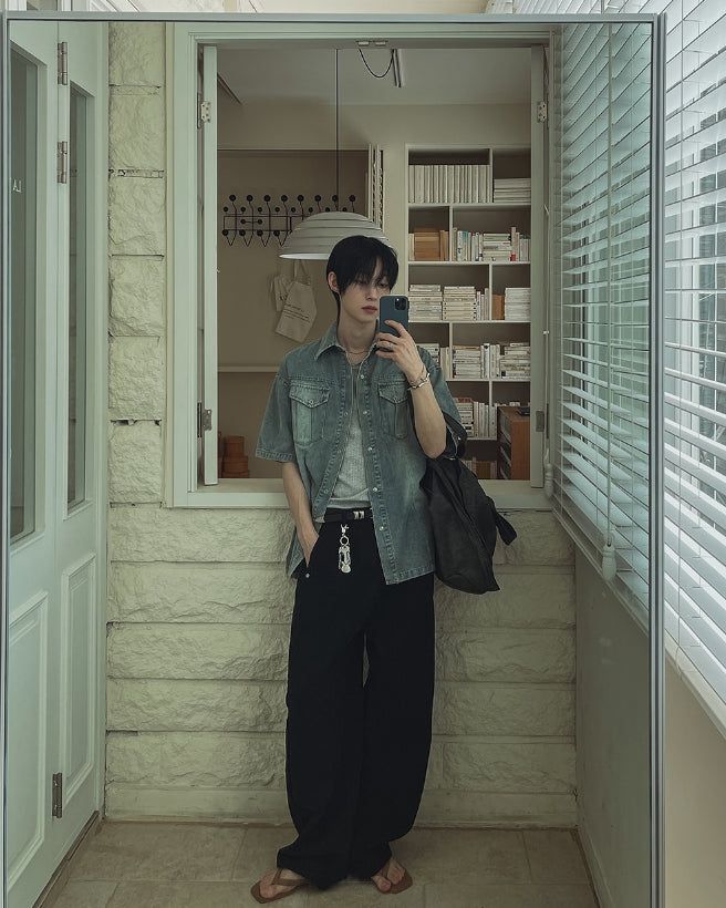 Bart Camo Cutout Wide Denim Pants