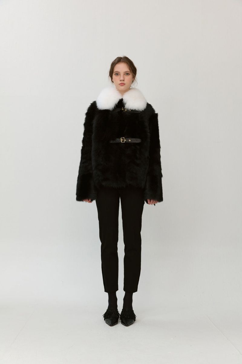 Fox collar fur coat