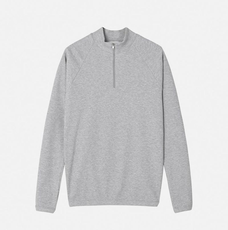 No.1362 raglan half neck zip muscle T