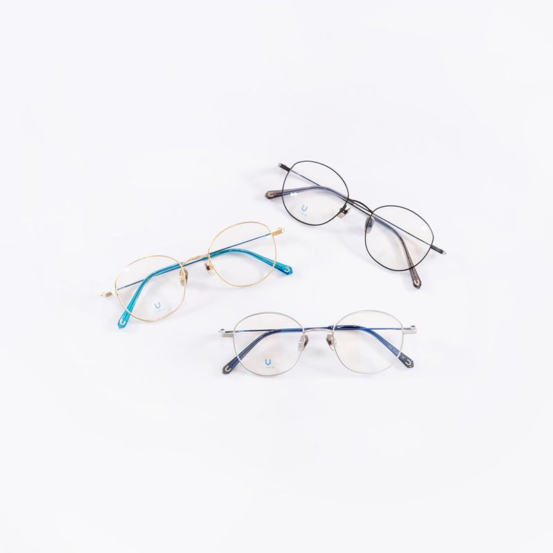 Knouun Round titanium glasses CODE. 103. B Sizzy Gold