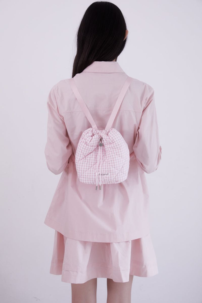 Gingham check string mini backpack (PINK)