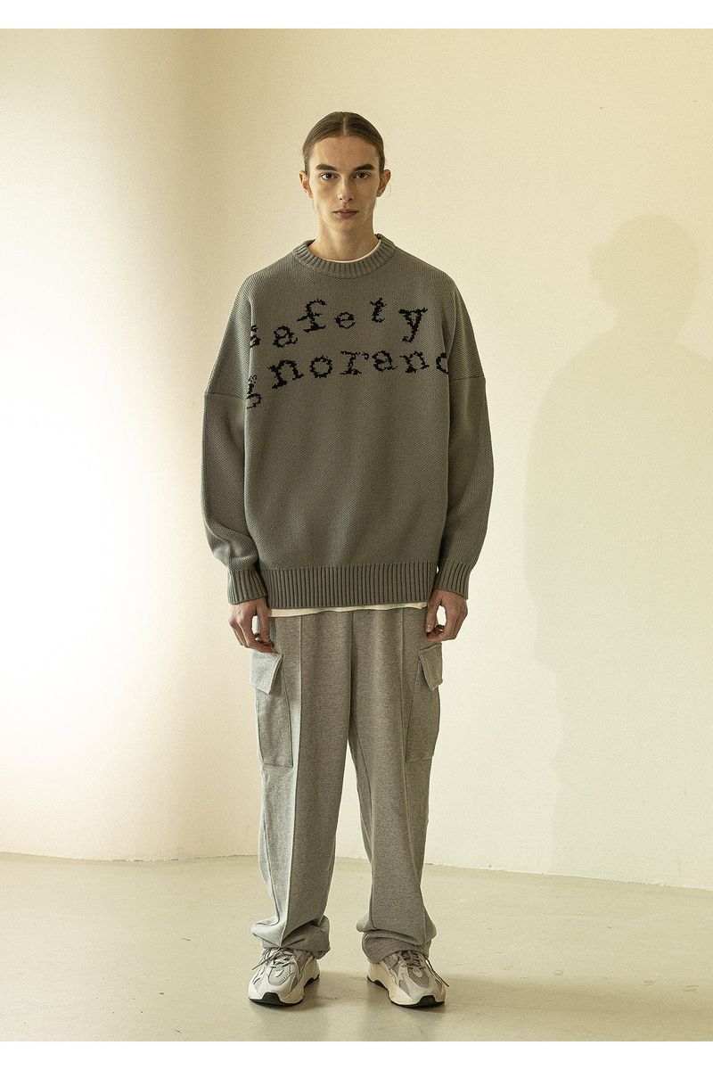 MASSNOUN（マスノウン）の「SAFETY LETTERING WOOL KNIT MWZNT001（Tops）」