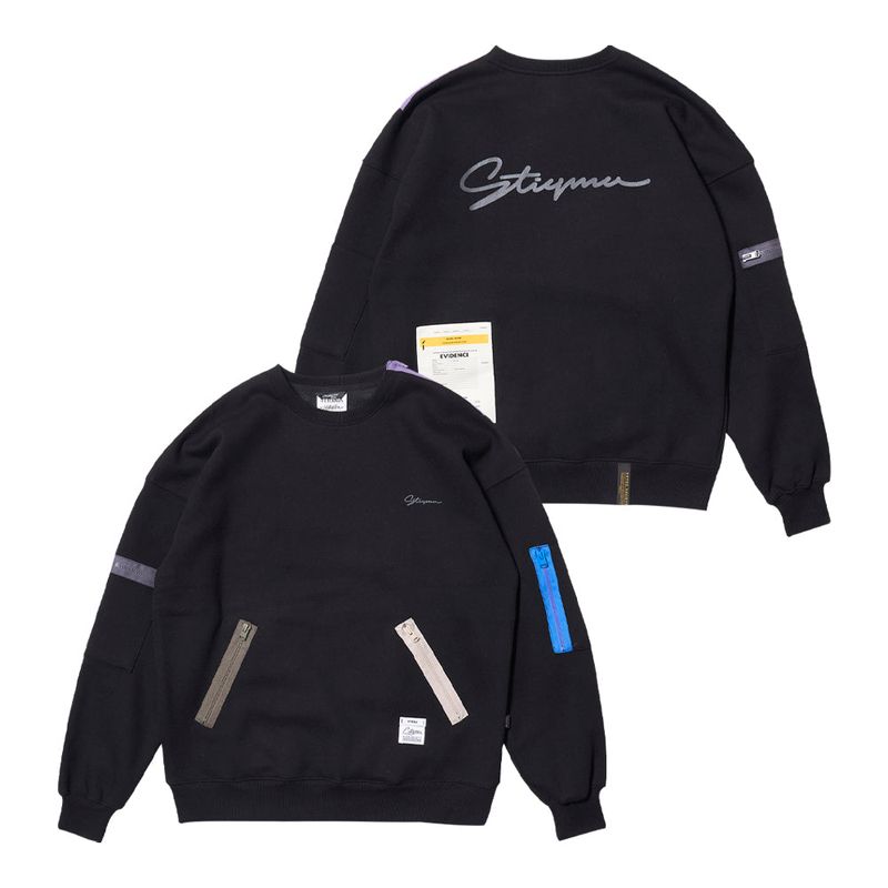 STIGMA(スティグマ)の「ZIPPER OVERSIZED CREWNECK BLACK / WHITE MELANGE(Tops)」